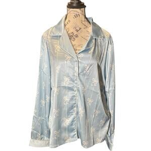 Main Strip Satin Blue Pajama Top - Large, New with Tags